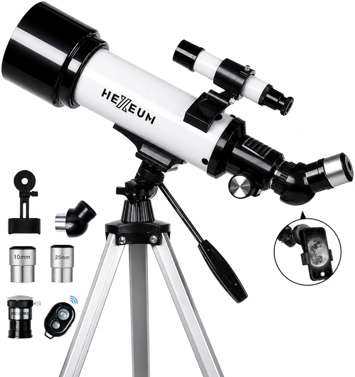 Koolpte AZ50070 white 70 mm telescope and included accessories